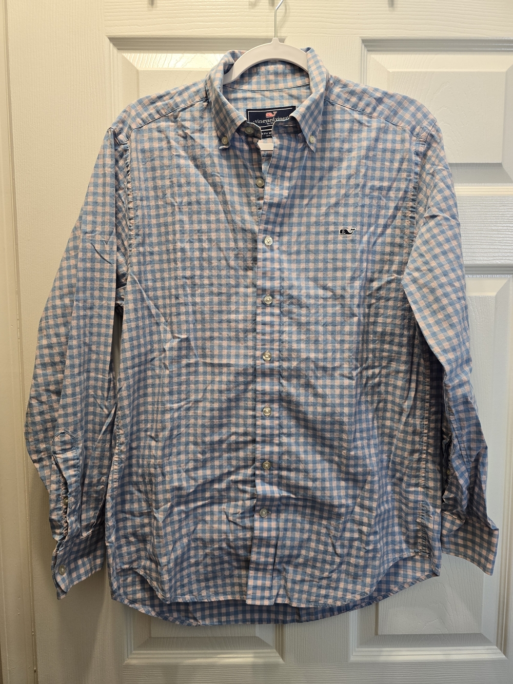 Vineyard Vines Men's Blue & Pink Gingham Button-Down Shirt Medium
